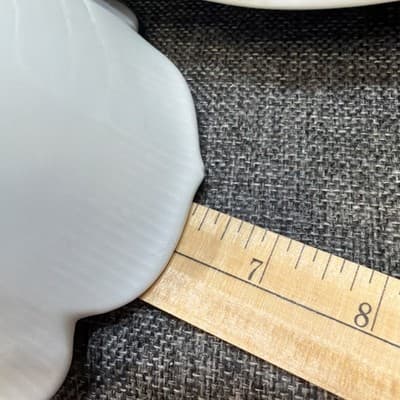 Vintage Japanese Porcelain Lotus Bowls Plates Set Of 4 White Ceramic Decorative - Thumbnail 10