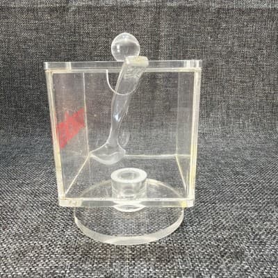 Vtg 1970s Lucite Acrylic Snacks Canister Jar Swivel Lid Countertop Scoop Spoon - Thumbnail 2
