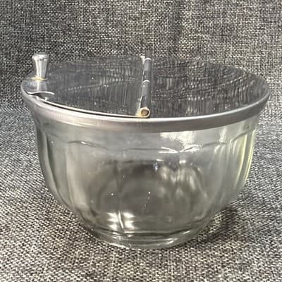 Glass Flip Top Metal Lid Restaurant Sugar Bowl Bloomfield Chicago Illinois VTG - Thumbnail 7