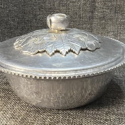Vintage Continental Silver Wild Rose W Pyrex 465 Dish # 1057 Aluminum Bowl w Lid - Thumbnail 14