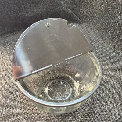 Glass Flip Top Metal Lid Restaurant Sugar Bowl Bloomfield Chicago Illinois VTG - Thumbnail 3