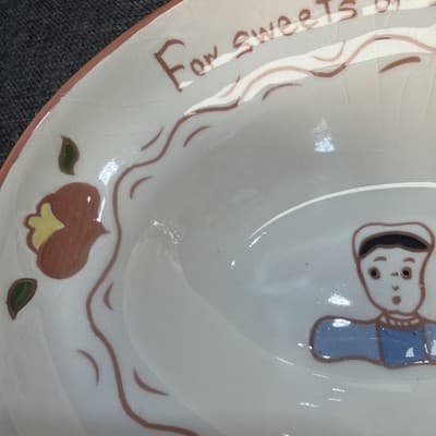 VTG Ruth Price Pennsylvania Dutch Motto Ware Candy Dish For Sweets Or Sours - Thumbnail 5