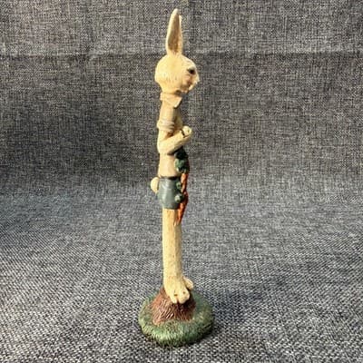 1992 Early Jim Shore Farmer Carrots Pencil Rabbit Statue 7” Easter Bunny Crk1059 - Thumbnail 3