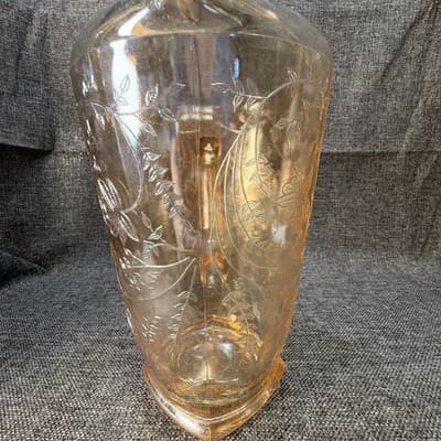 VINTAGE JEANNETTE GLASS Carnival Floragold Louisa Iridescent Pitcher 64oz 9” - Thumbnail 5