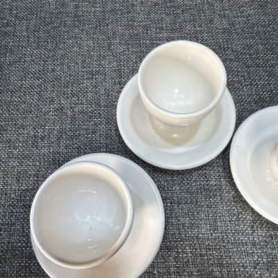 4 Pcs Antique White Ceramic Spoon Rest Egg Cups 3.75" Vintage - Thumbnail 7