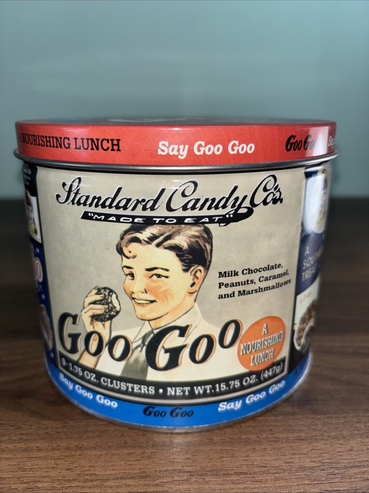 Vintage Goo Goo for Candy Tin Standard Candy Co Nashville, TN Clusters Lunch - Thumbnail 7
