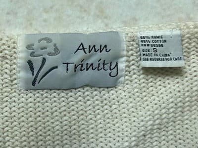 Vintage Ann Trinity Art To Wear Color Block Cardigan Sweater Cream Womens Small - Thumbnail 2