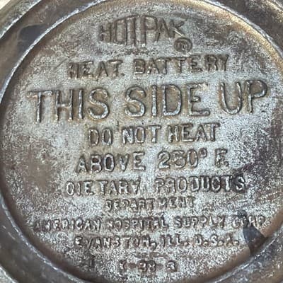 Vintage American Hospital Supply Corp Hot Pak Heat Battery For Food 1938 Round - Thumbnail 2