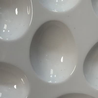White Porcelain Large Oval Deviled Egg Plate Dish - Holds 18 Eggs Speckled - Thumbnail 2