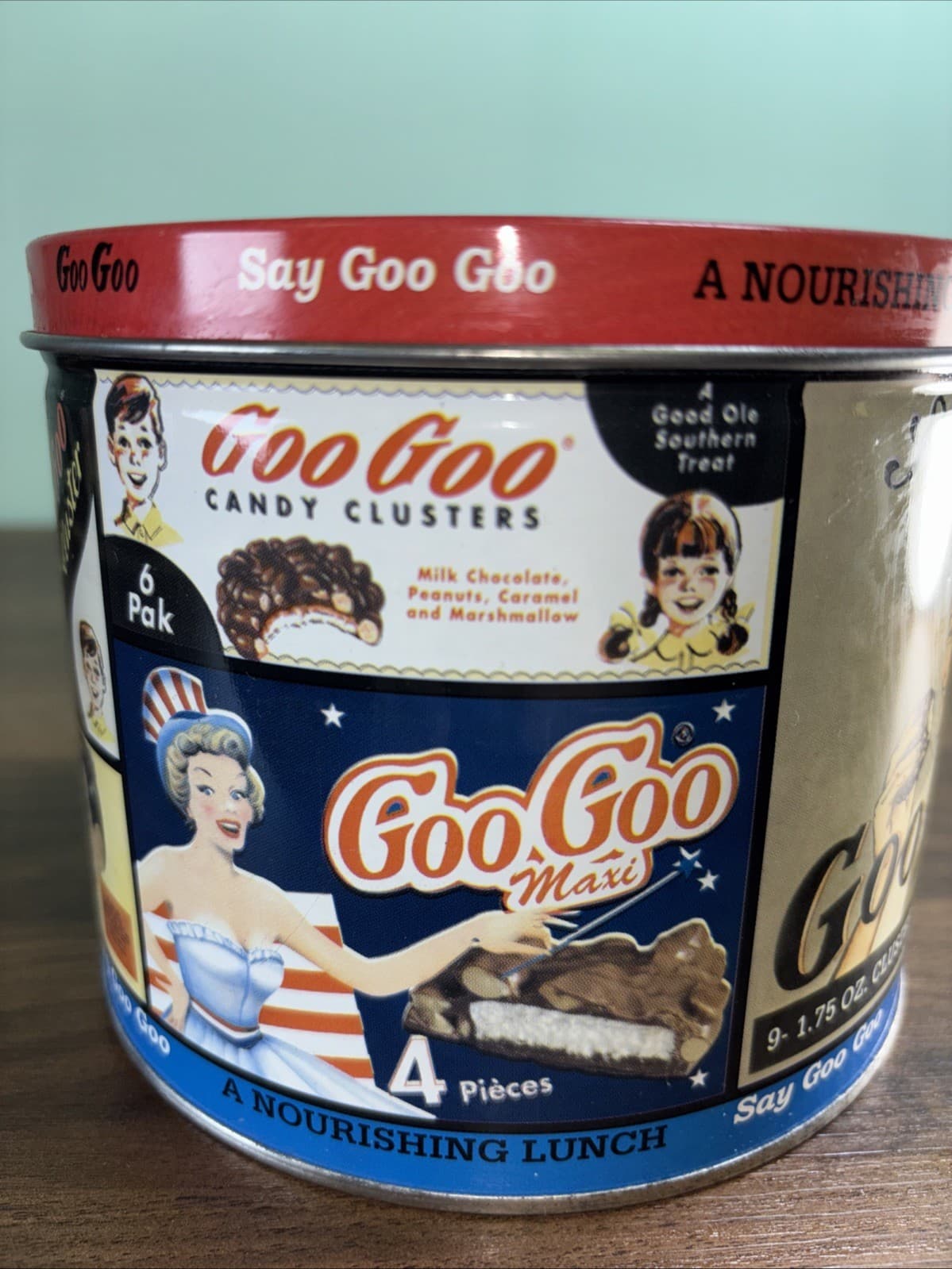 Vintage Goo Goo for Candy Tin Standard Candy Co Nashville, TN Clusters Lunch - Thumbnail 6