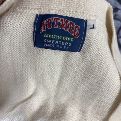 VTG Buckeye Football Cardigan Sweater Men’s Size L Button Ohio State 1870 Patch - Thumbnail 2