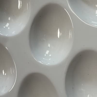 White Porcelain Large Oval Deviled Egg Plate Dish - Holds 18 Eggs Speckled - Thumbnail 4