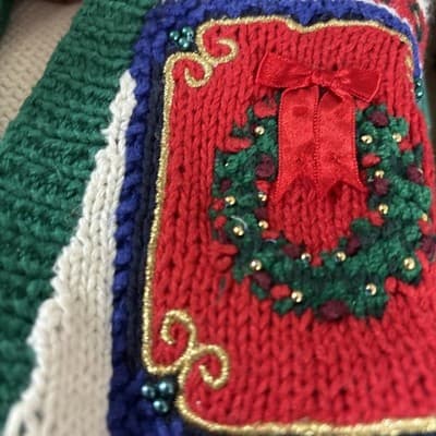 Marisa Christina Vintage Holiday Cardigan Sweater Size PS 90s Christmas Cotton M - Thumbnail 4