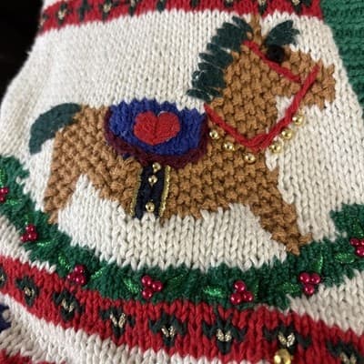 Marisa Christina Vintage Holiday Cardigan Sweater Size PS 90s Christmas Cotton M - Thumbnail 5
