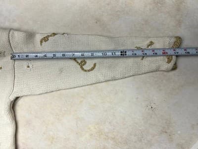 Long Vintage 1990's Pullover Christmas Tree Sweater Gold and Cream Small XS - Thumbnail 9