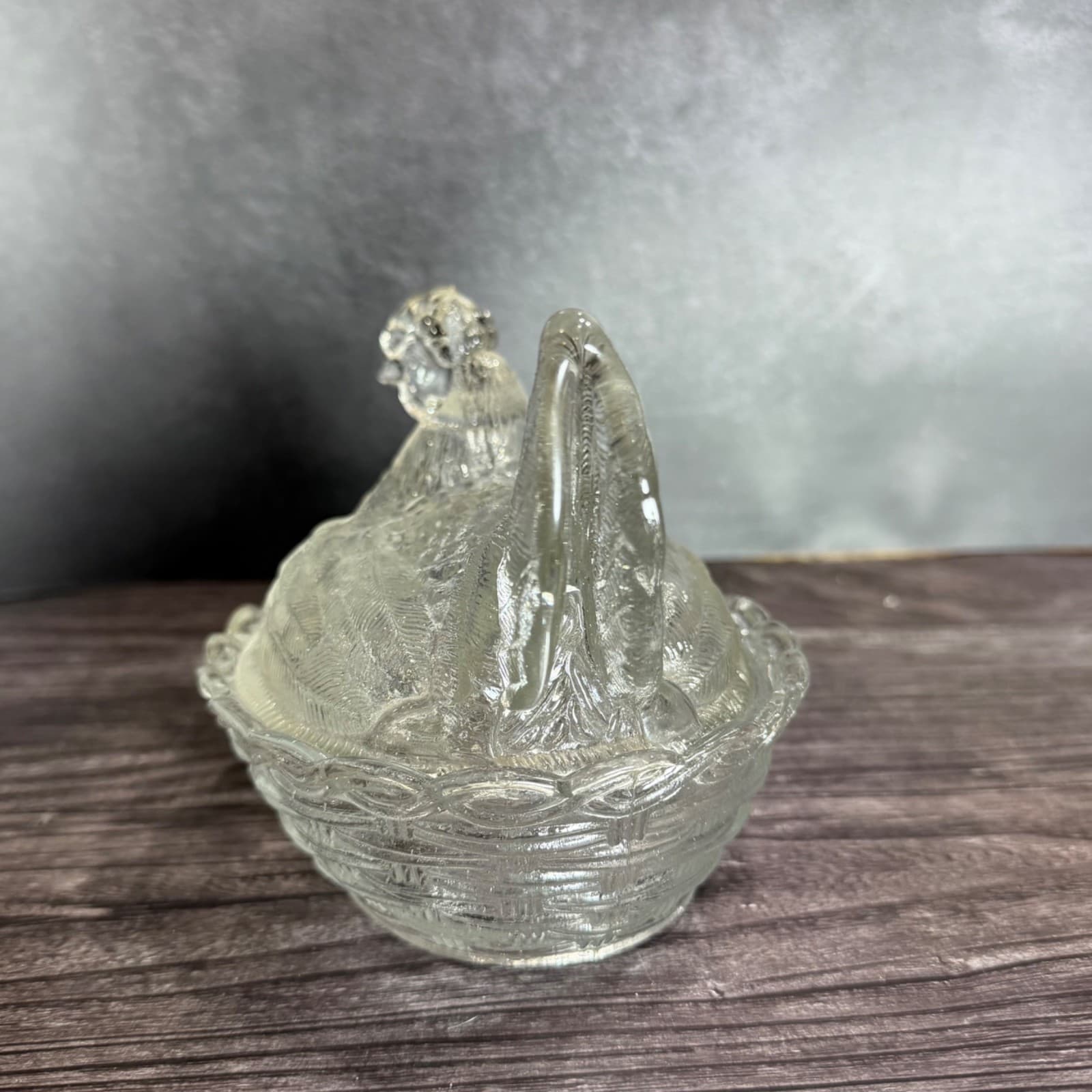 Vintage Clear Glass Hen On Nest Covered Dish Decorative Collectible 1980's - Thumbnail 5