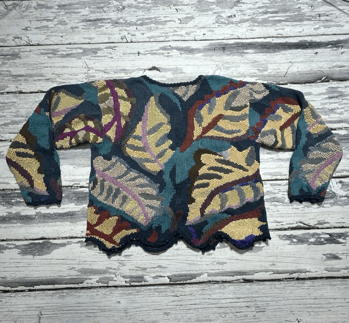 Women’s Peruvian Connection Leaves Sweater 100% Pima Cotton Greens Size Medium - Thumbnail 14