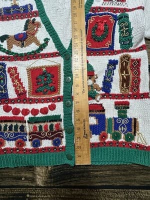 Marisa Christina Vintage Holiday Cardigan Sweater Size PS 90s Christmas Cotton M - Thumbnail 11