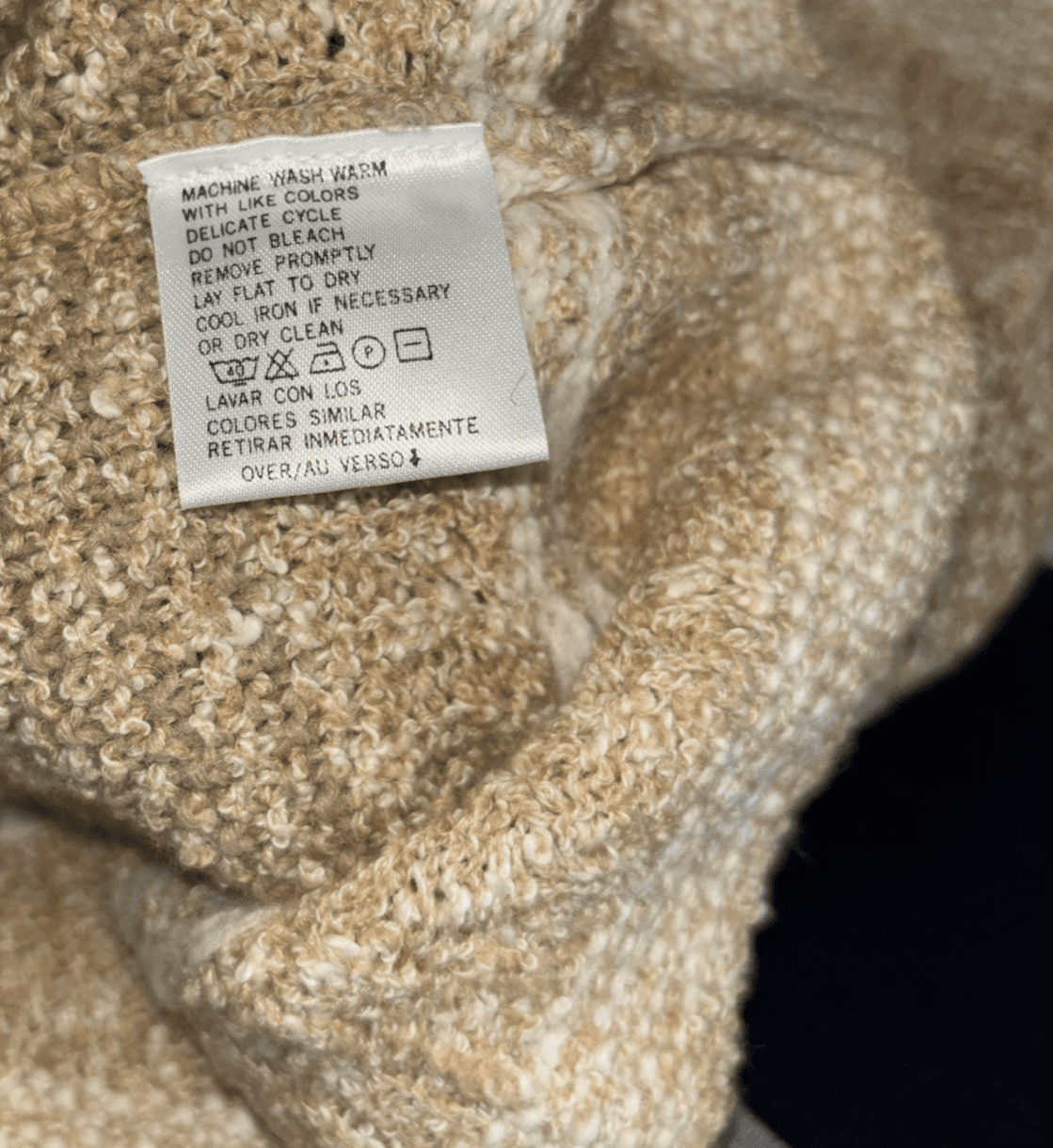VTG Liz Claiborne Women Ivory Brown Pullover Sweater Oatmeal Heather Small - Thumbnail 5