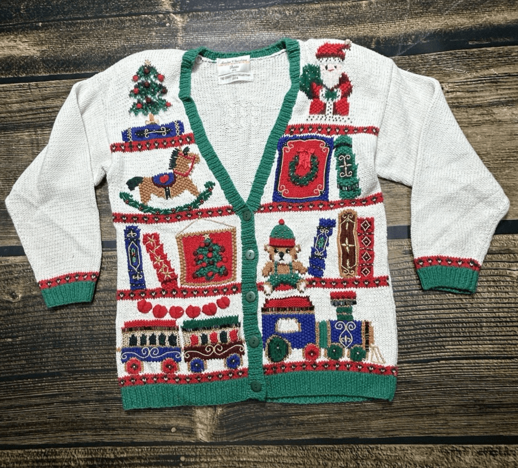 Marisa Christina Vintage Holiday Cardigan Sweater Size PS 90s Christmas Cotton M - Thumbnail 8