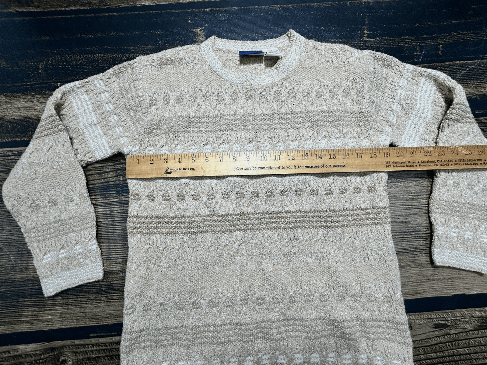 VTG Liz Claiborne Women Ivory Brown Pullover Sweater Oatmeal Heather Small - Thumbnail 10