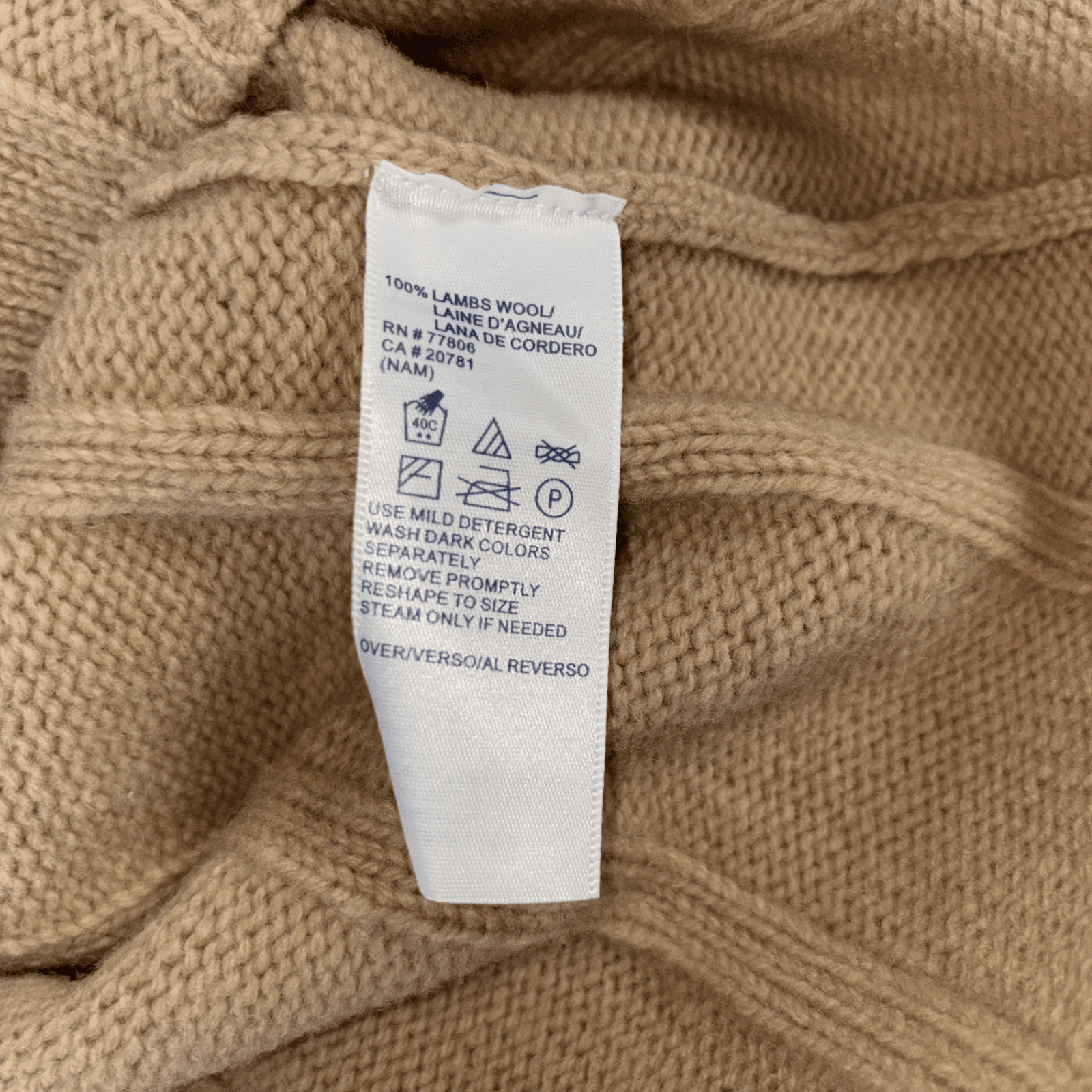 TOMMY HILFIGER Womens M Jumper Sweater Lambs Wool Beige Cream Light Weight - Thumbnail 5