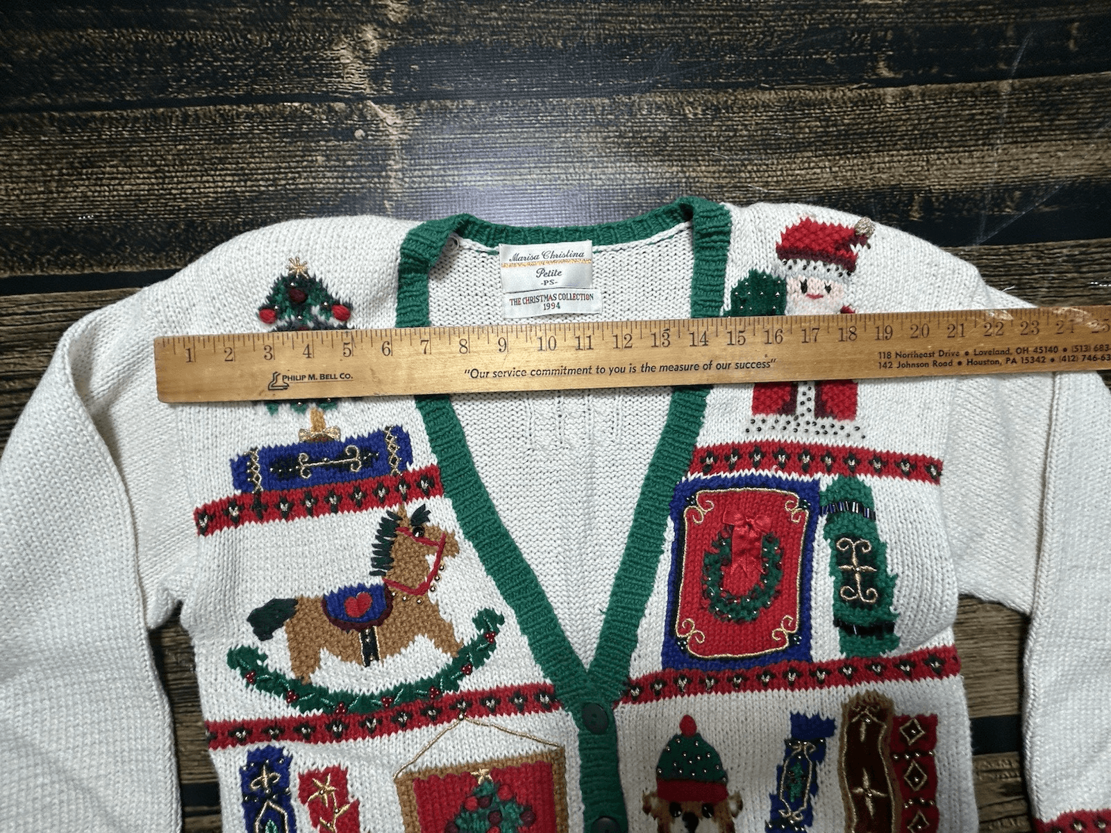Marisa Christina Vintage Holiday Cardigan Sweater Size PS 90s Christmas Cotton M - Thumbnail 12