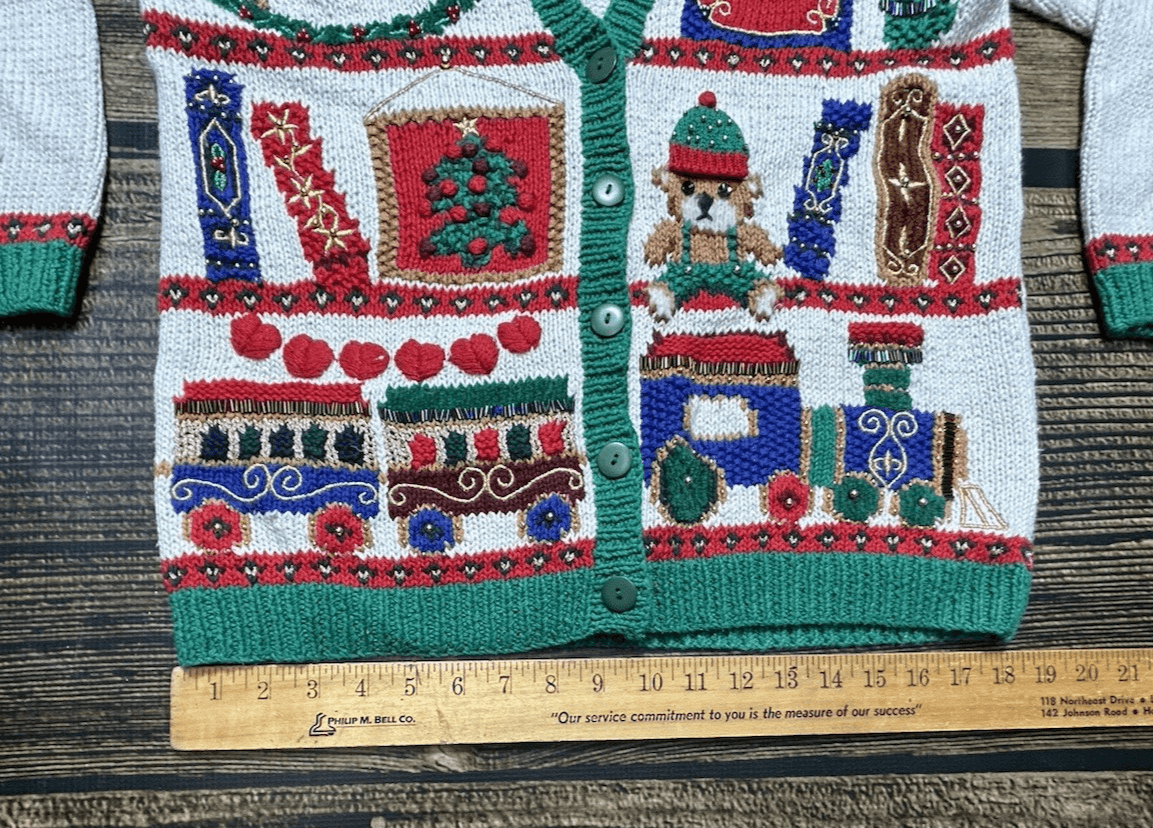 Marisa Christina Vintage Holiday Cardigan Sweater Size PS 90s Christmas Cotton M - Thumbnail 9