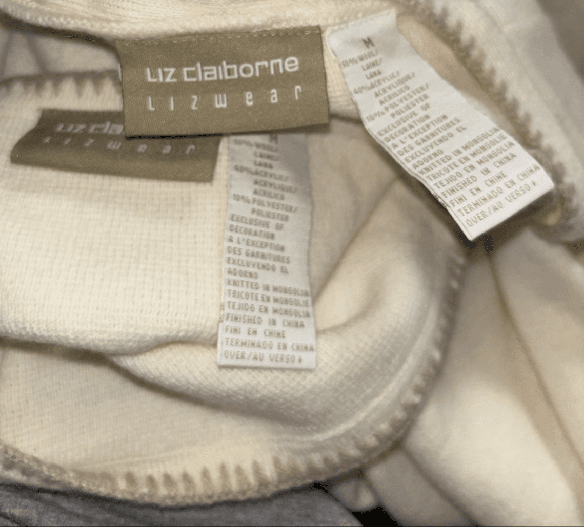 Liz Claiborne Size Medium Two-Piece Tan Sweater Set Cream Brown and Blue - Thumbnail 6