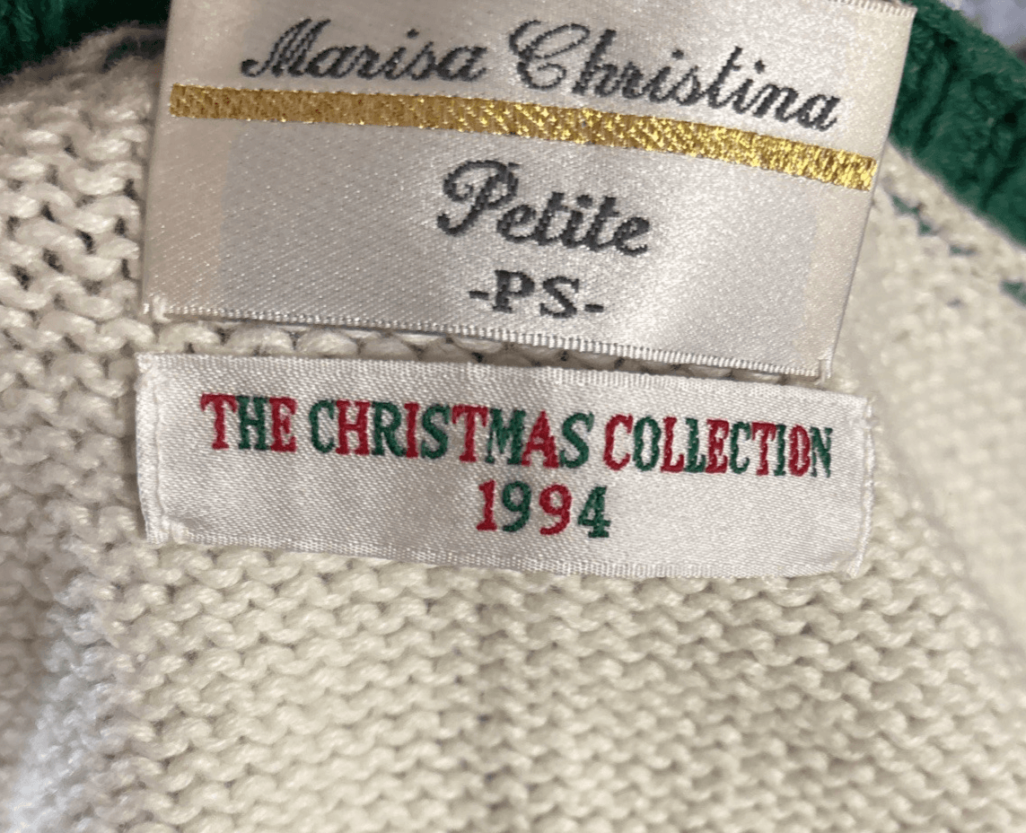 Marisa Christina Vintage Holiday Cardigan Sweater Size PS 90s Christmas Cotton M - Thumbnail 2