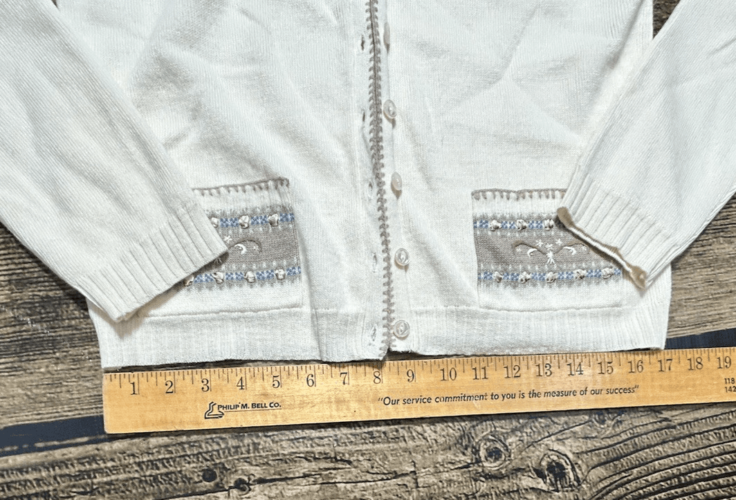Liz Claiborne Size Medium Two-Piece Tan Sweater Set Cream Brown and Blue - Thumbnail 13