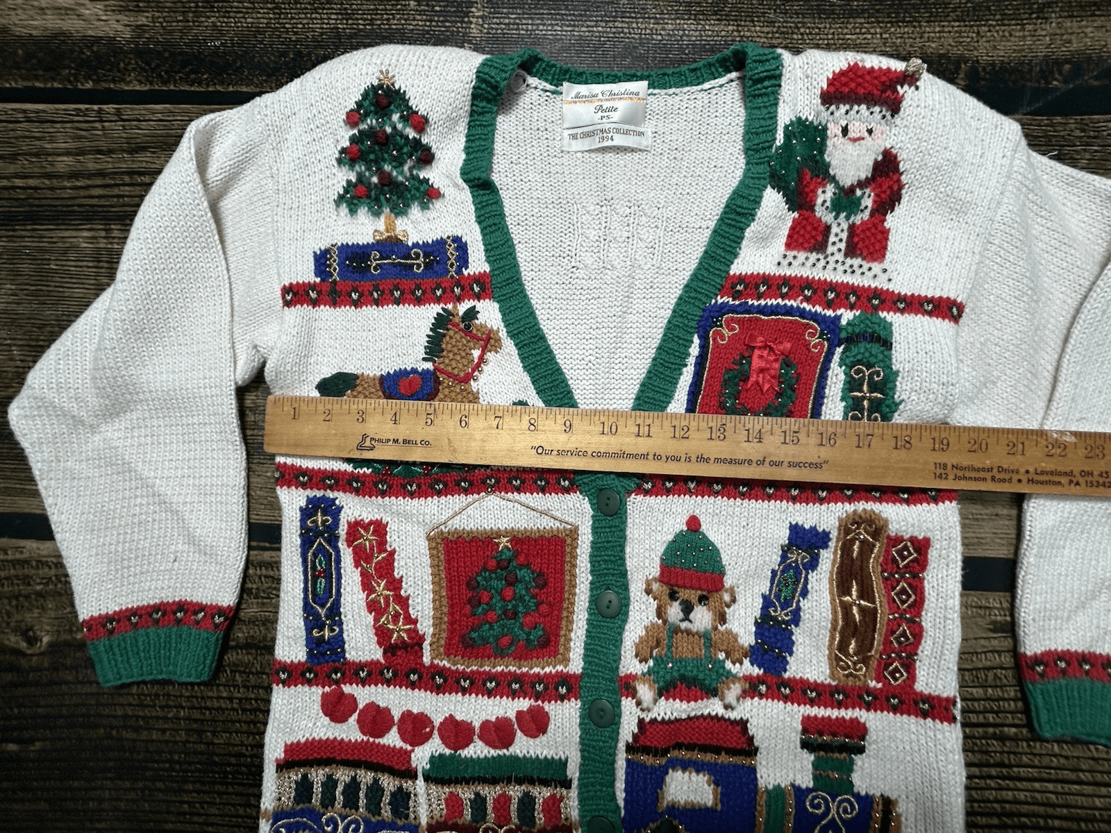 Marisa Christina Vintage Holiday Cardigan Sweater Size PS 90s Christmas Cotton M - Thumbnail 10