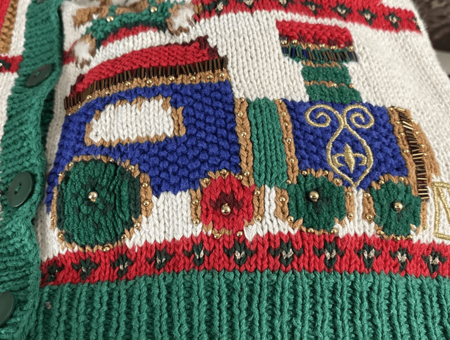 Marisa Christina Vintage Holiday Cardigan Sweater Size PS 90s Christmas Cotton M - Thumbnail 6