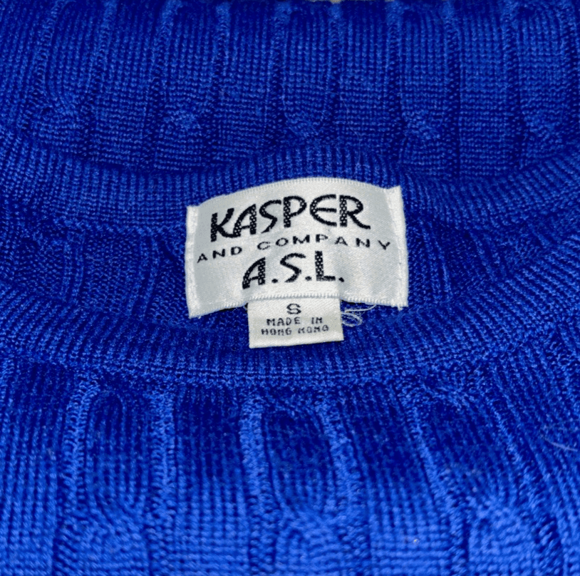 Vintage Kasper A S L Women’s Small Purple Sweater Cable Knit Light Weight - Thumbnail 2