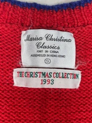 Womens Bears in Sweaters Vest Size S M Vintage Marisa Christina Christmas Red - Thumbnail 3