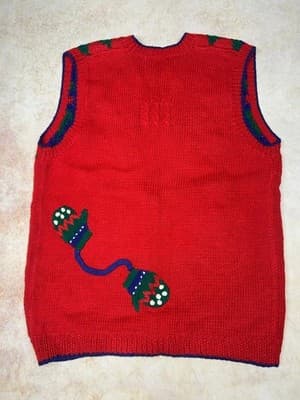 Womens Bears in Sweaters Vest Size S M Vintage Marisa Christina Christmas Red - Thumbnail 2