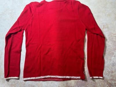 Women's Michael Simon Snowman Lightweight Long Sweater Top Size Small Sequins - Thumbnail 2