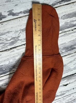 Womens S Design Barn Burnt Orange Fall Pull Over 100% Wool Hooded Vintage Pocket - Thumbnail 9