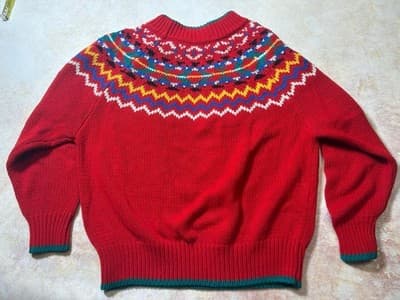 Vintage 80's Women's Sweater Size XL 2X Apostrophe Red Soft Machine Washable - Thumbnail 2