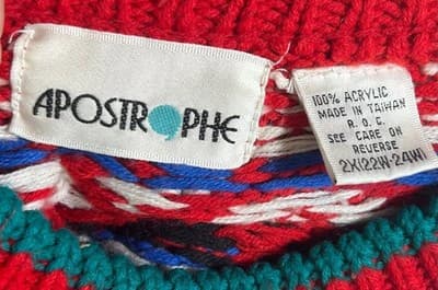 Vintage 80's Women's Sweater Size XL 2X Apostrophe Red Soft Machine Washable - Thumbnail 3