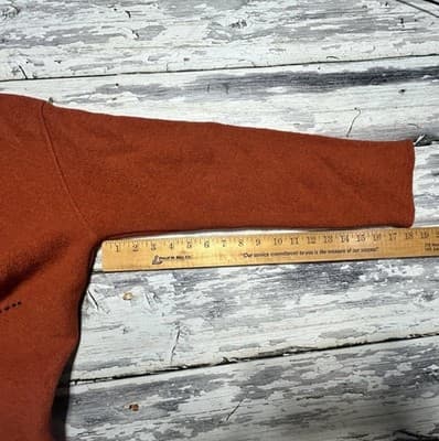 Womens S Design Barn Burnt Orange Fall Pull Over 100% Wool Hooded Vintage Pocket - Thumbnail 7