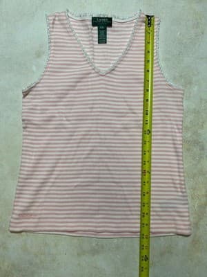 Ralph Lauren RL cotton petite medium pink & white striped blouse - Thumbnail 4