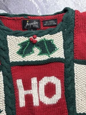 VTG Embellished Ho Ho Ho Santa Claus Ugly Christmas Sweater Women’s Small Petite - Thumbnail 3