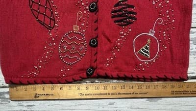 Drapers & Damon’s Vintage Christmas Sweater Vest Ugly Red Knit Ornaments - Thumbnail 12