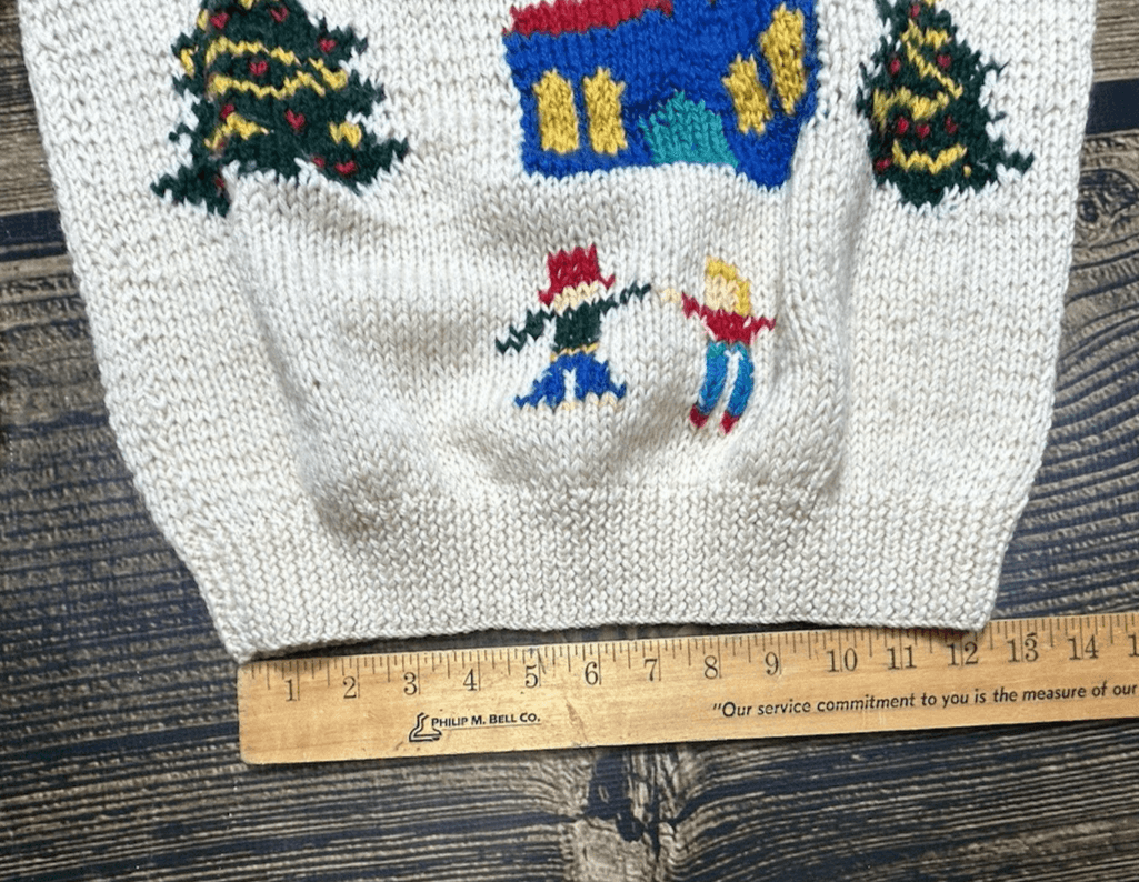 Vtg Hand Knit Retro Pixelated Theme Ugly Christmas Sweater Men’s S Women’s M L - Thumbnail 8