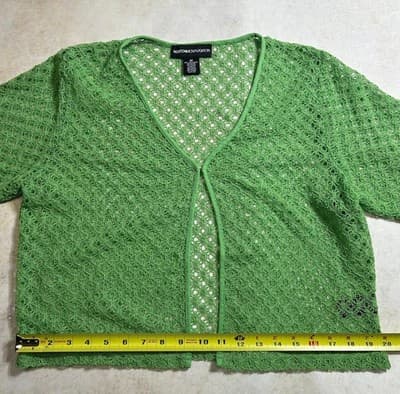 Vintage Norton McNaughton Cardigan Light Weight Single Close Green Spring Easter - Thumbnail 2