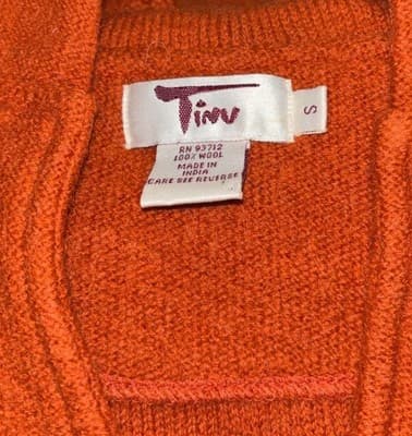 Womens S Design Barn Burnt Orange Fall Pull Over 100% Wool Hooded Vintage Pocket - Thumbnail 2