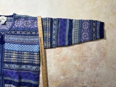 Womens Zip Up Sweater Jacket Size Large Vintage Susan Bristol Wool Blend Purple - Thumbnail 6