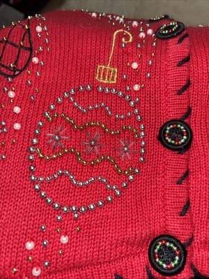 Drapers & Damon’s Vintage Christmas Sweater Vest Ugly Red Knit Ornaments - Thumbnail 5
