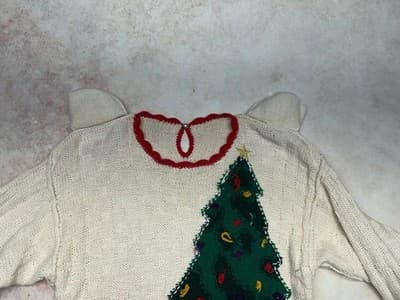 Womens Size Small XS Sweater Christmas Tree W Toys Vintage Marisa Christina - Thumbnail 10